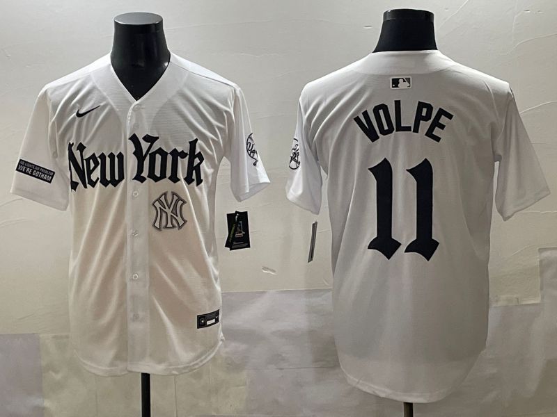 Men 2025 New York Yankees #11 Volpe White Five generations Joint Name Nike MLB Jersey style 45->new york yankees->MLB Jersey